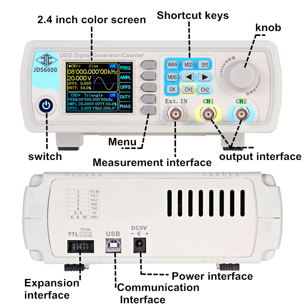 Generator sygnałów funkcyjnych – Dual Channel Arbitrary Waveform Function Generator 60Mhz recenzja i cena
